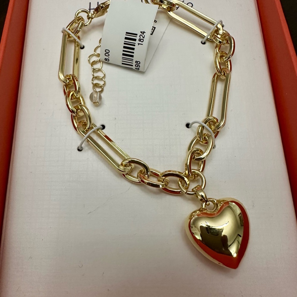 House of Harlow Gold Heart Charm Bracelet